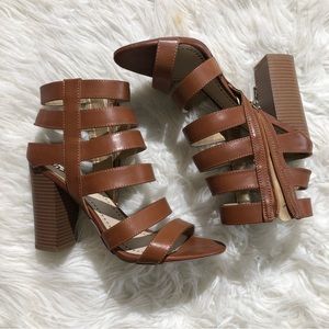 SAM EDELMAN CIRCUS Brown strap chunky heels by women’s 8.5 brown strappy wedges